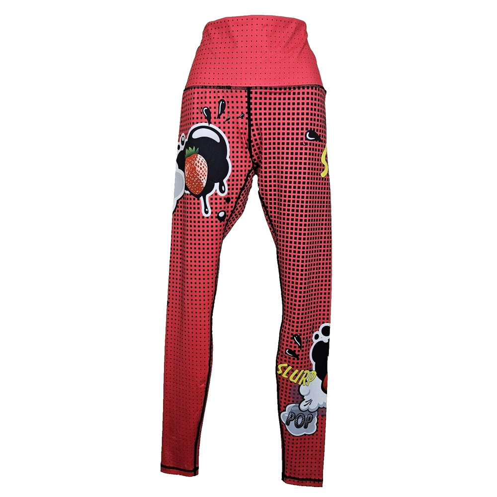 Pop Art Legging Womens M/L Comic Colorful Athleisure Slurp Y2K Red Strawberry - Picture 3 of 14